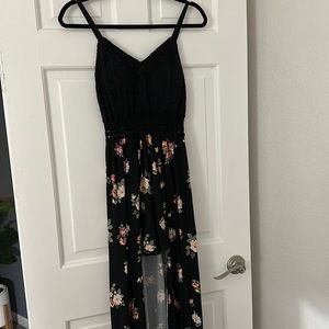 Women’s Black With Floral Romper & Long Dress
